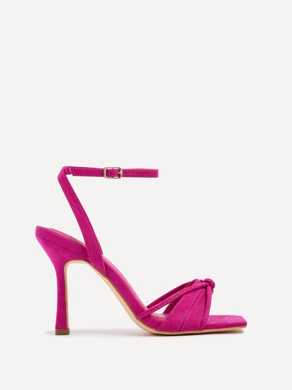 Nola Fuchsia Faux Suede Knotted Heels