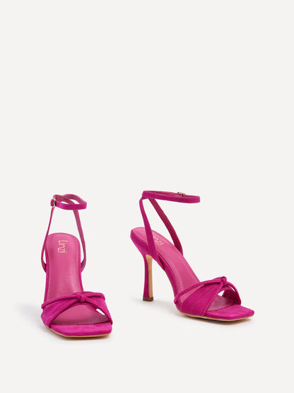 Nola Fuchsia Faux Suede Knotted Heels
