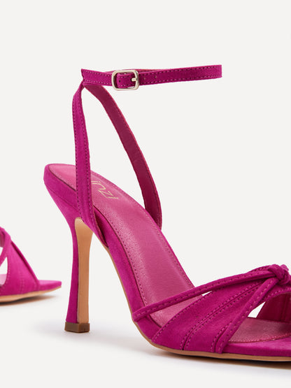 Nola Fuchsia Faux Suede Knotted Heels