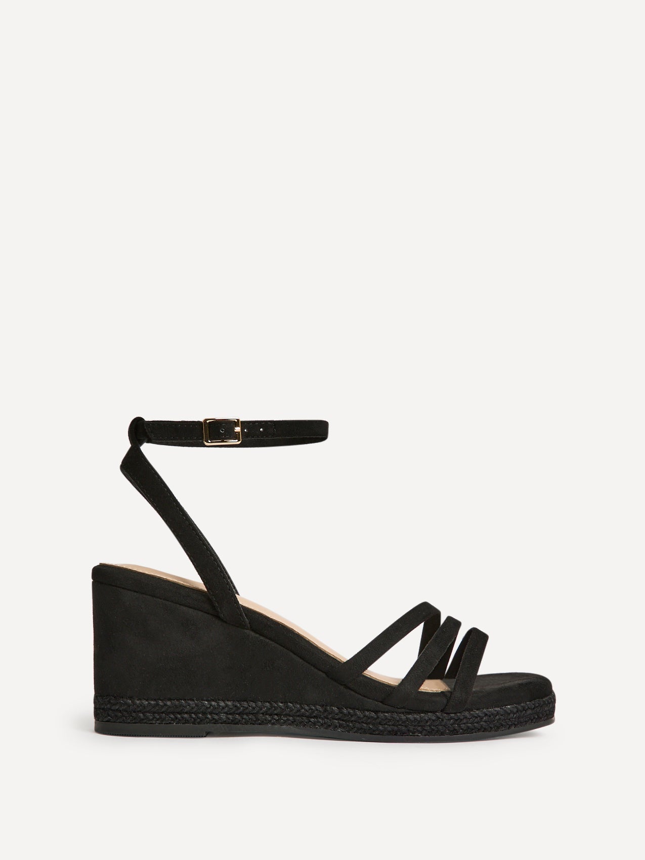 Noma Black Strappy Wedge Sandal