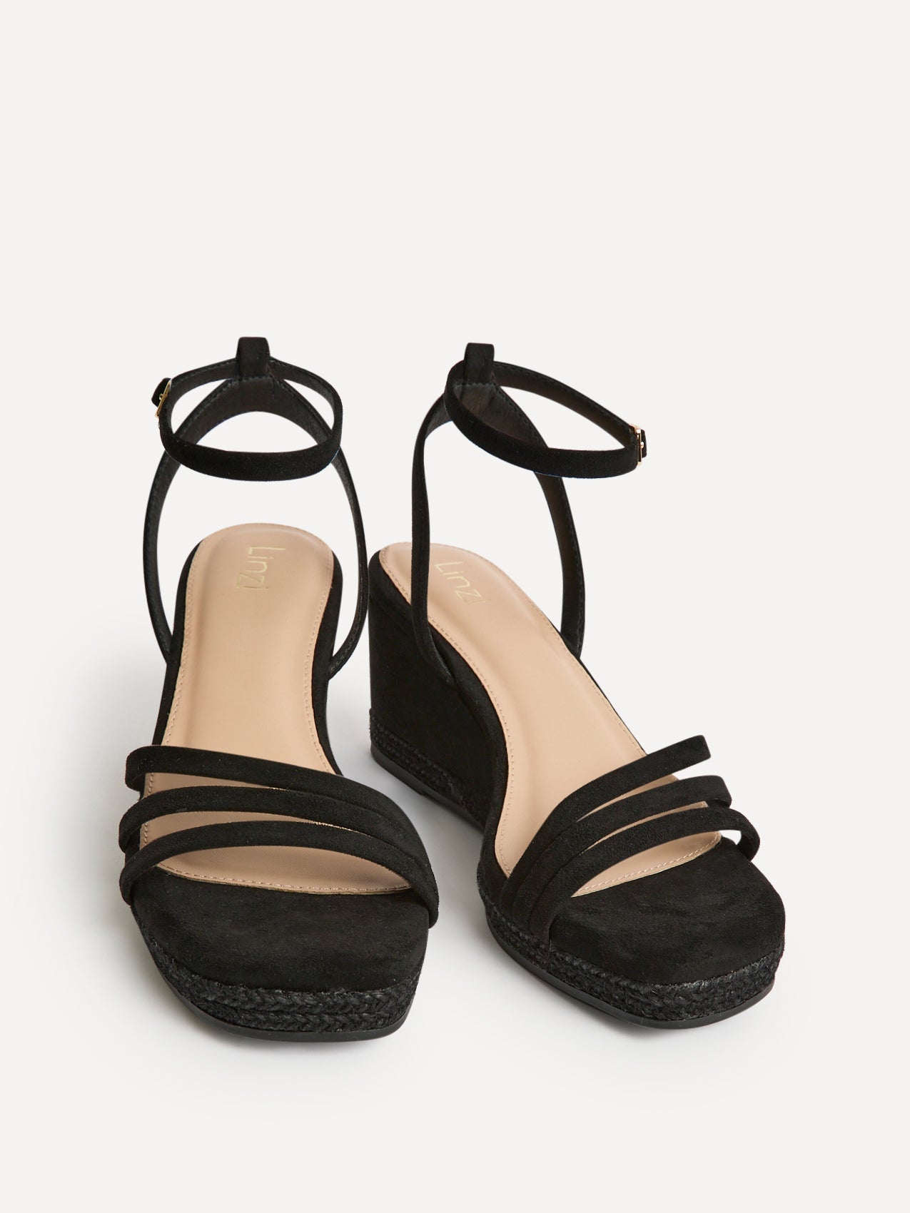 Noma Black Strappy Wedge Sandal