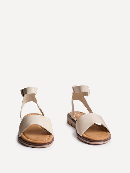 Nora Nude Faux Leather Flat Sandals