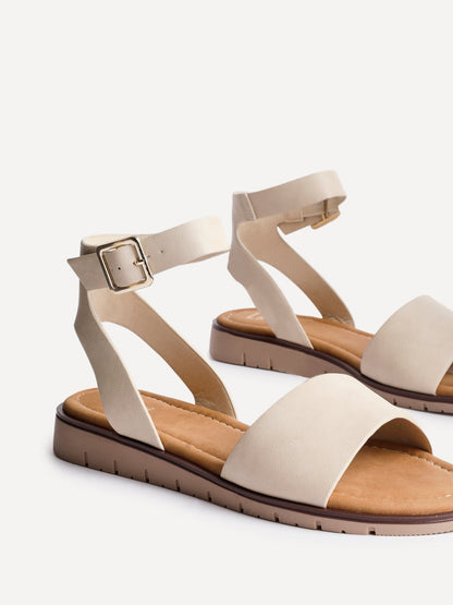 Nora Nude Faux Leather Flat Sandals