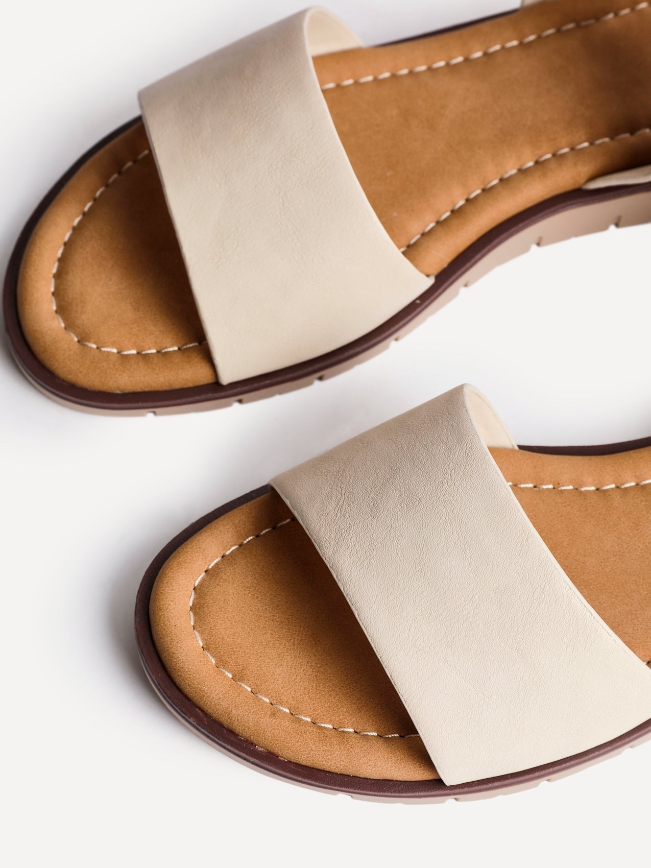 Nora Nude Faux Leather Flat Sandals