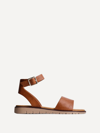 Nora Tan Faux Leather Flat Sandals