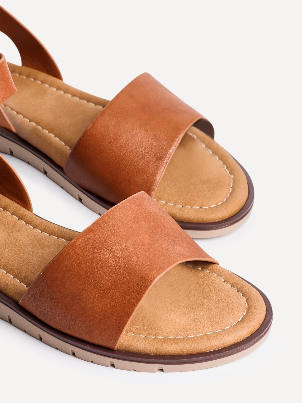 Nora Tan Faux Leather Flat Sandals