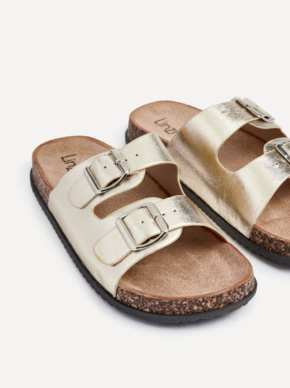 Northcote Gold Double Buckle Sandals
