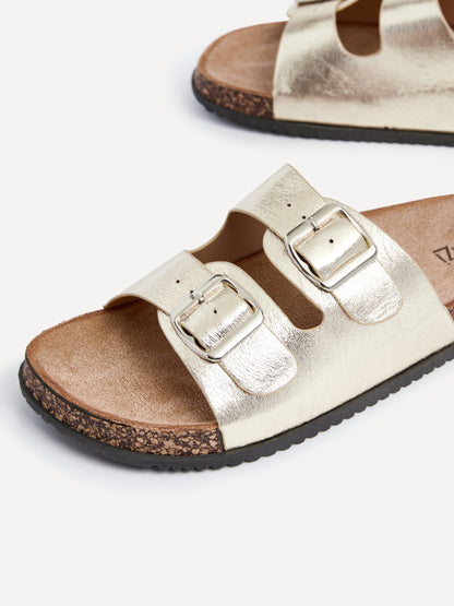 Northcote Gold Double Buckle Sandals