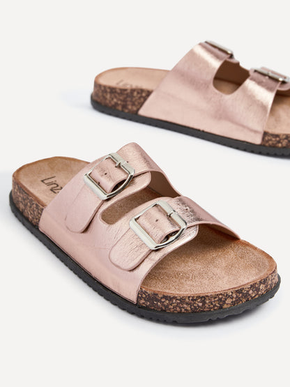 Northcote Rose Gold Double Buckle Sandals