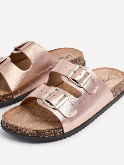 Northcote Rose Gold Double Buckle Sandals