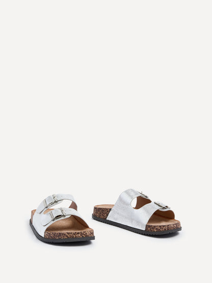 Northcote Silver Double Buckle Sandals