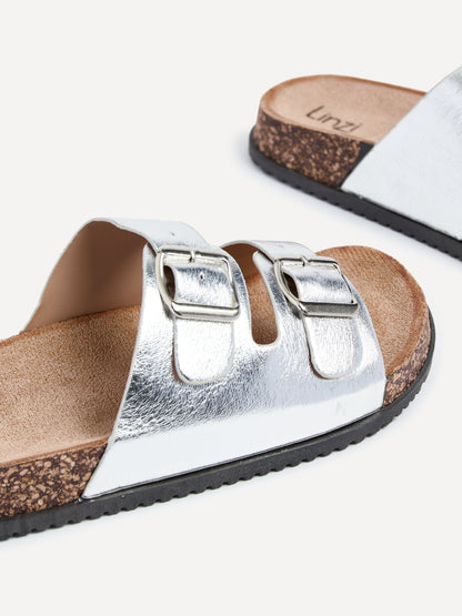 Northcote Silver Double Buckle Sandals
