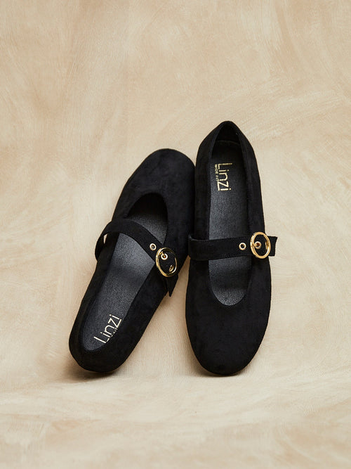 Nova Wide Fit Black Mary Jane Flats