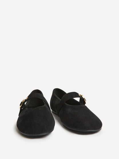 Nova Wide Fit Black Mary Jane Flats