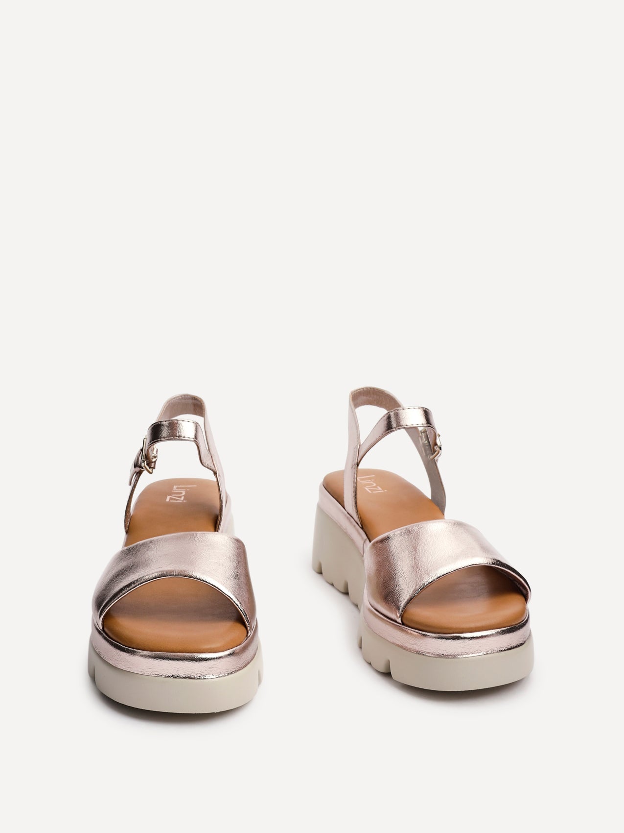 Nyla Rose Gold Platform Cleated Sandals