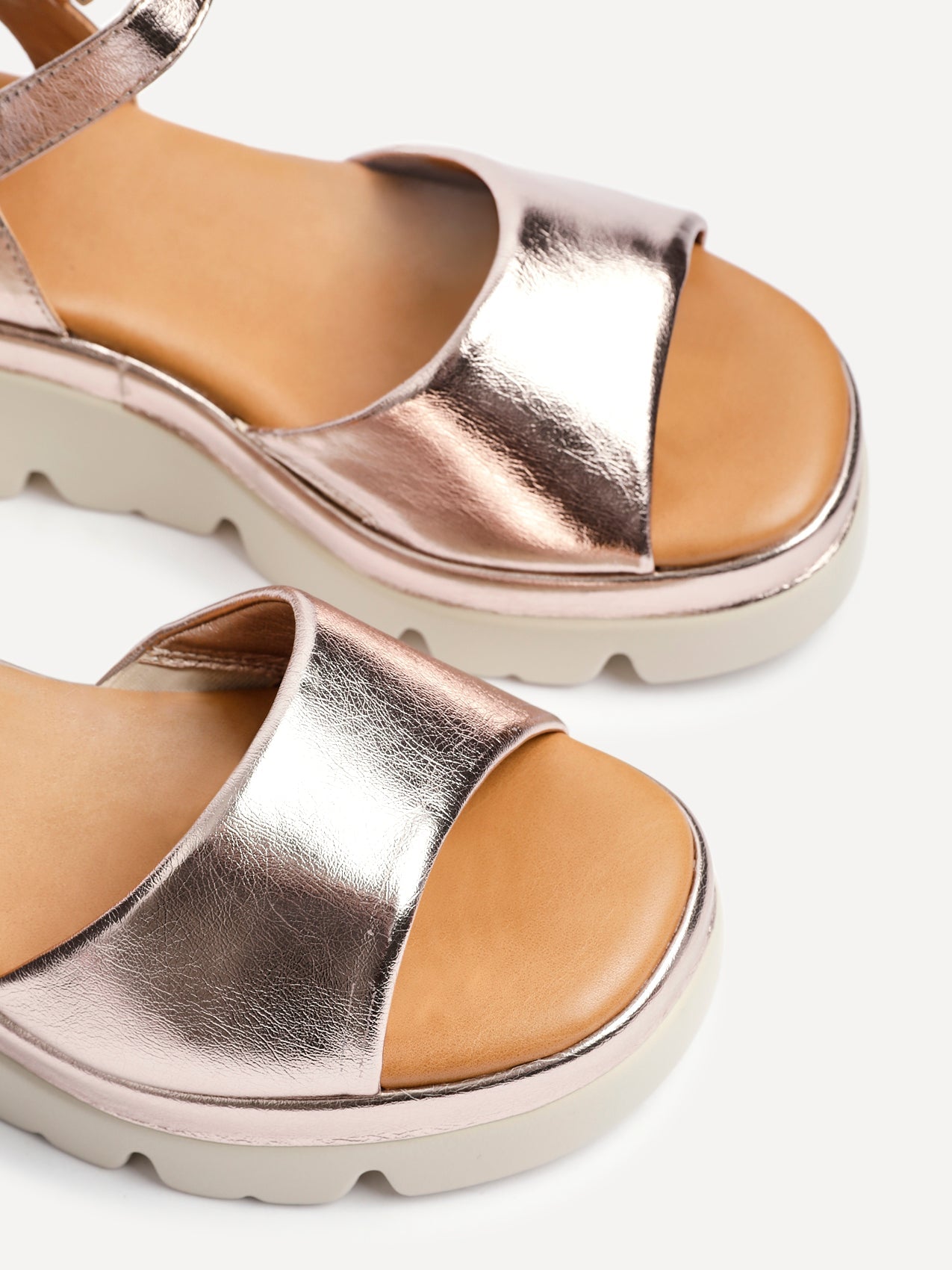 Nyla Rose Gold Platform Cleated Sandals
