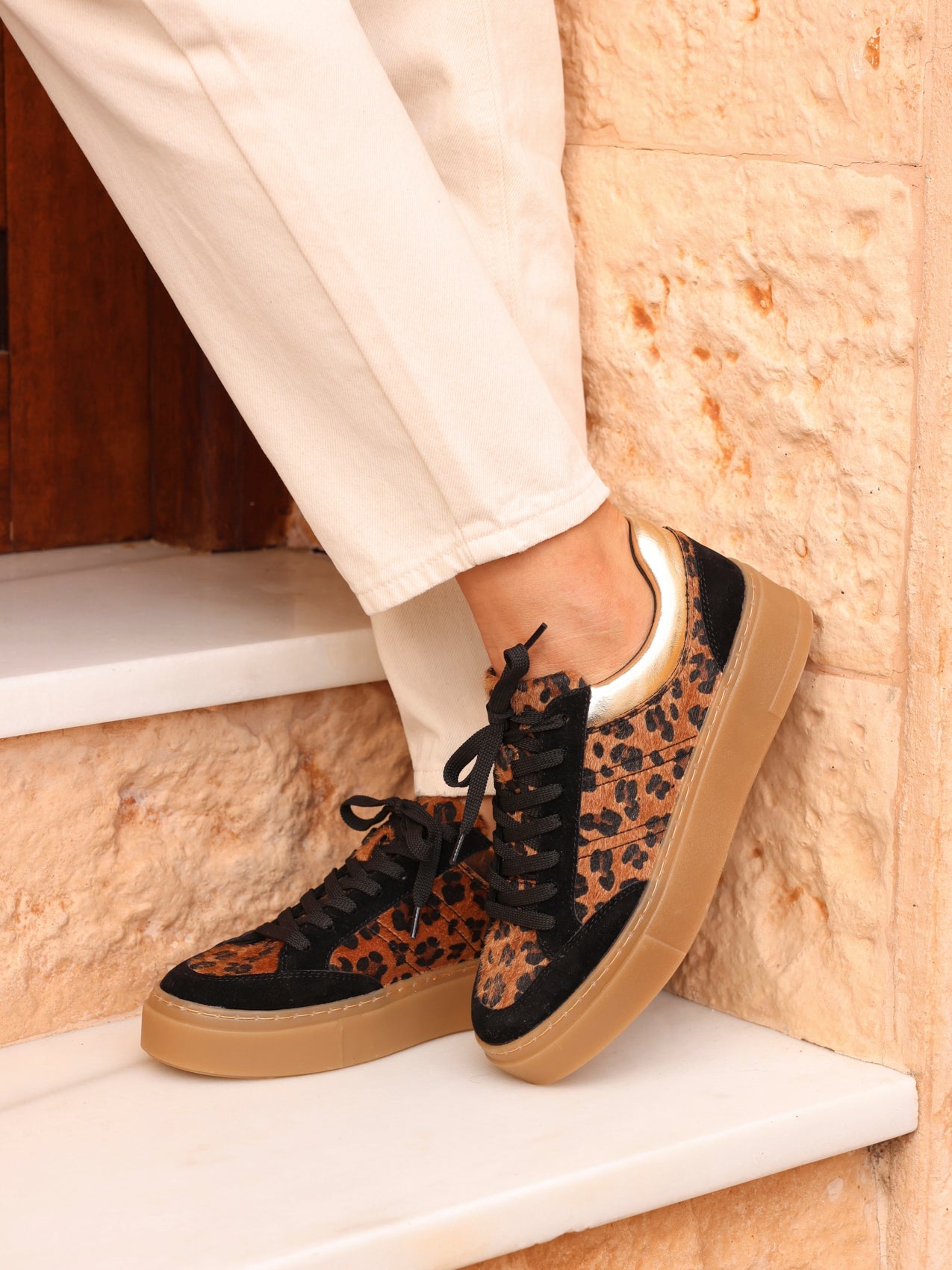 Nyra Leopard Print Trainers