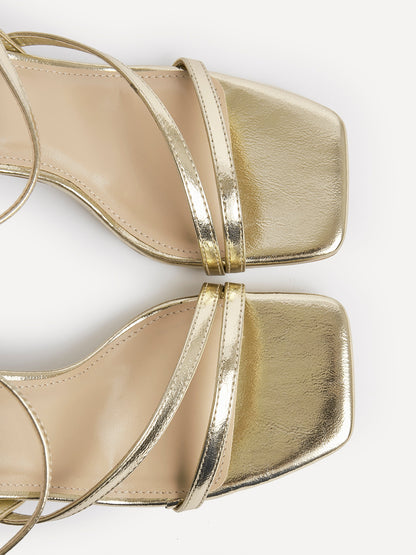 Nicole Gold Strappy Heels