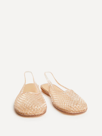 Oceana Nude Glitter Jelly Sling Back Sandals