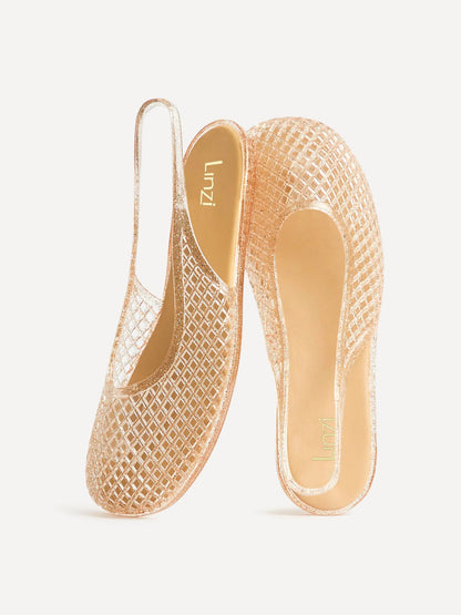 Oceana Nude Glitter Jelly Sling Back Sandals