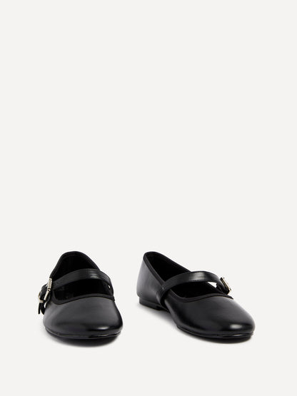 Odette Black Faux Leather Mary Jane Pumps