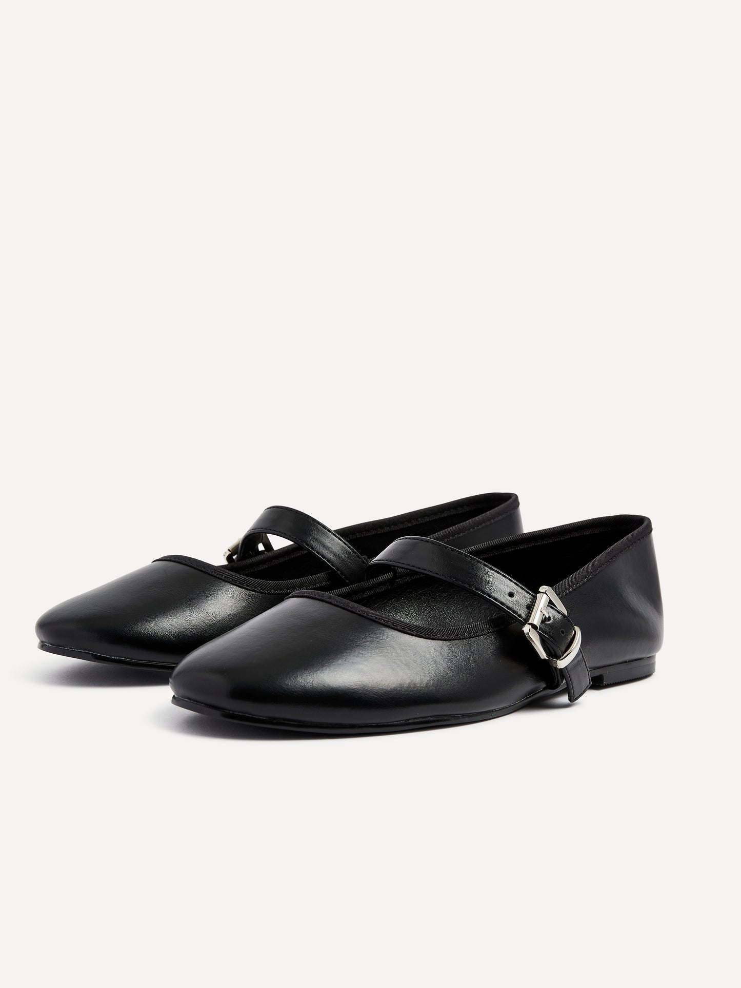 Odette Black Faux Leather Mary Jane Pumps