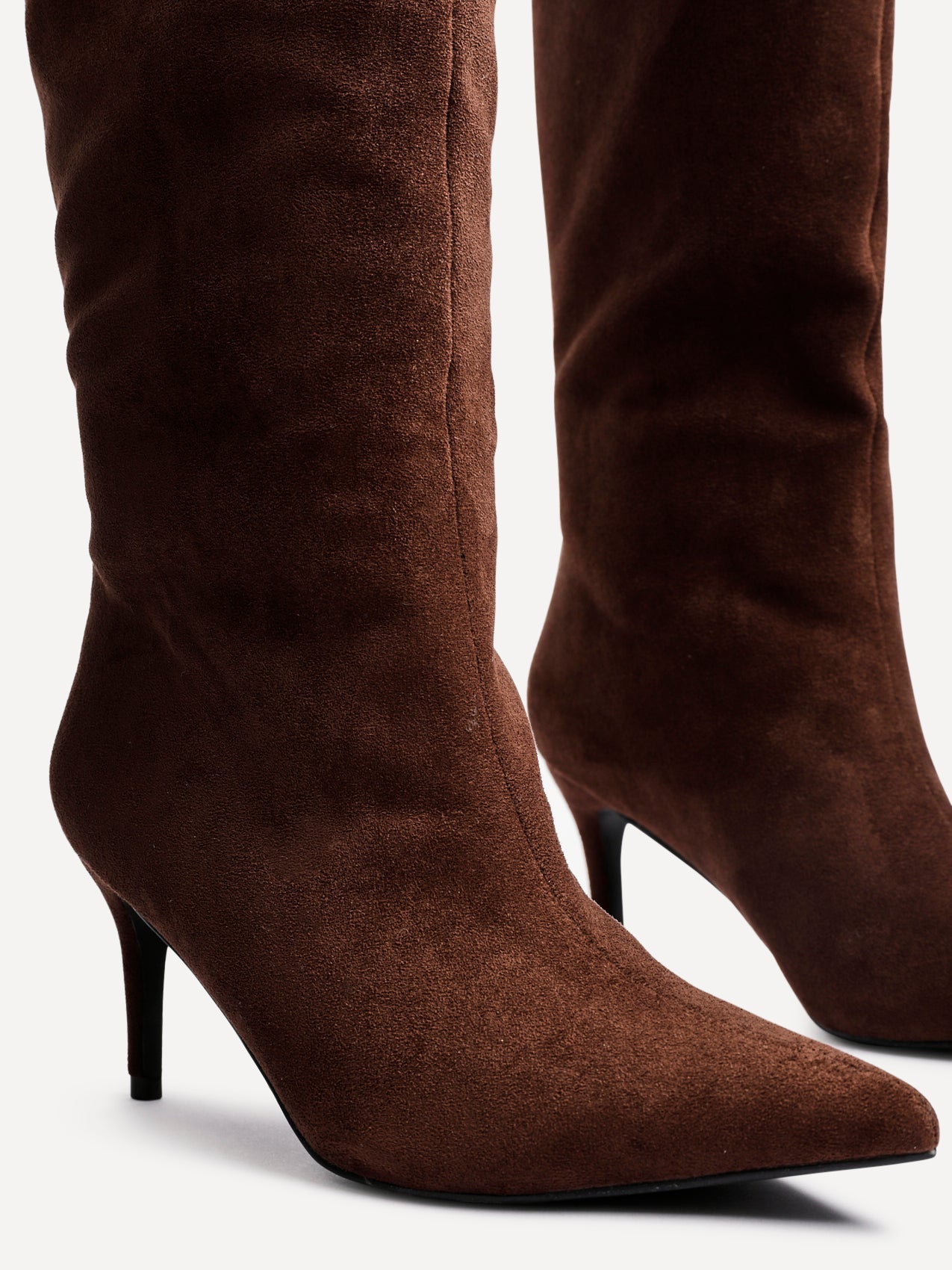 Onyx Brown Faux Suede Long Heeled Boots