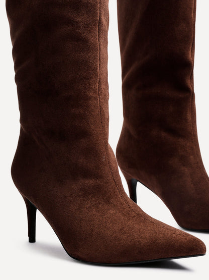 Onyx Brown Faux Suede Long Heeled Boots