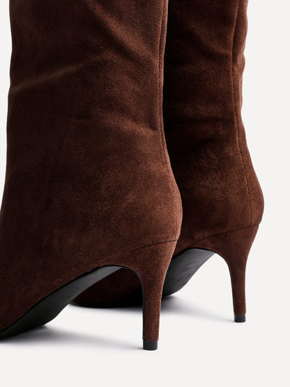 Onyx Brown Faux Suede Long Heeled Boots