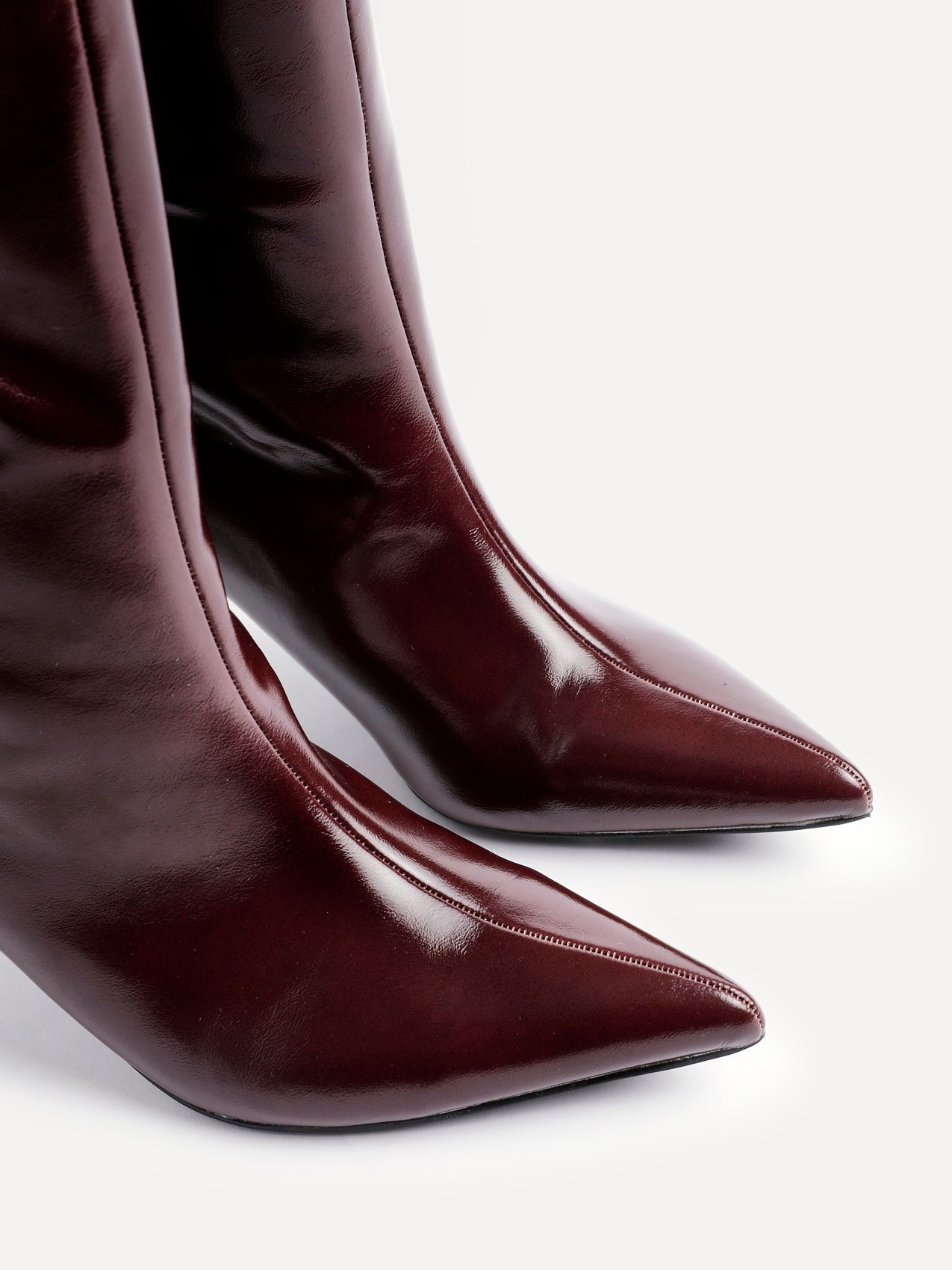 Onyx Burgundy Faux Leather Long Heeled Boots