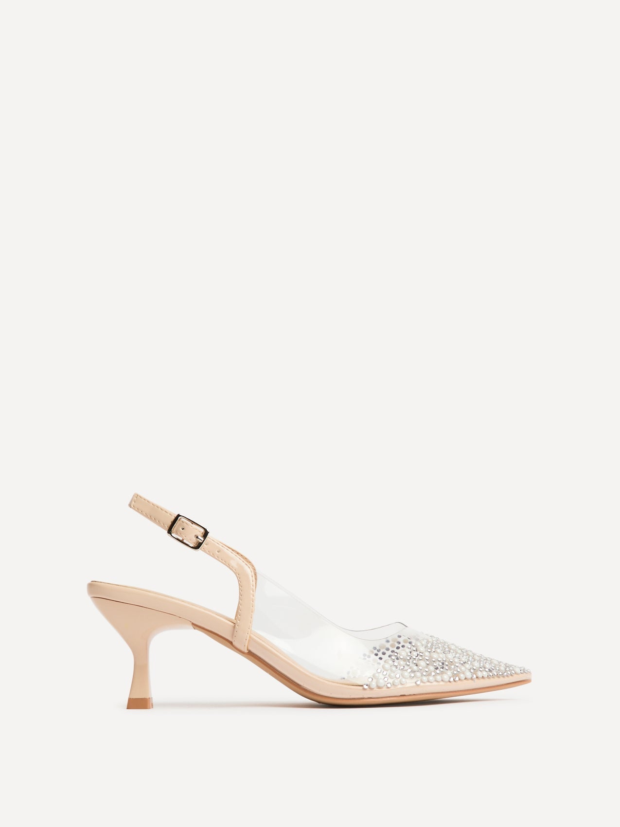 Opal Nude Perspex Embellished Court Heels