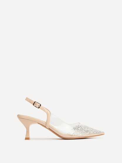 Opal Nude Perspex Embellished Court Heels