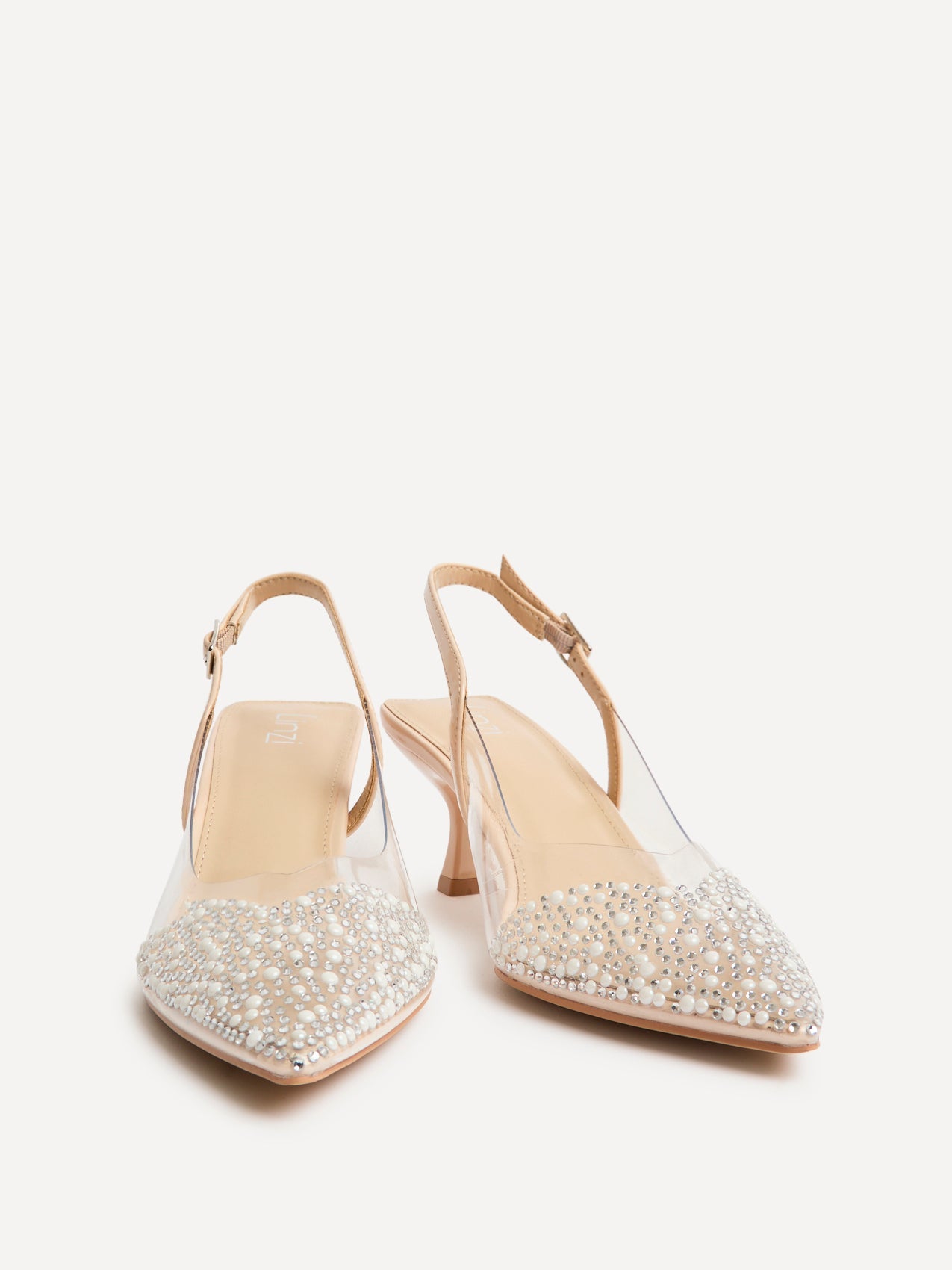 Opal Nude Perspex Embellished Court Heels