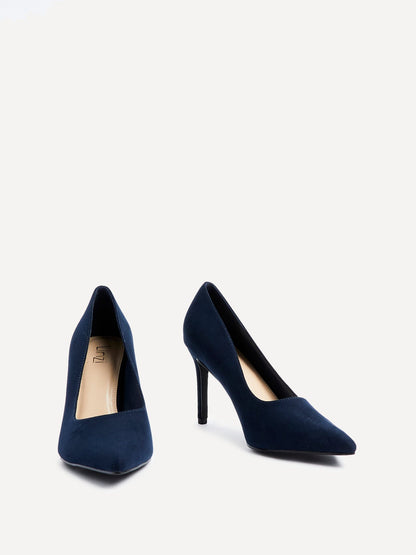 Opera Navy Faux Suede Court Heels