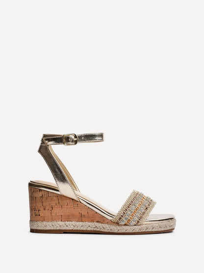 Ophelia Gold Cork Wedges