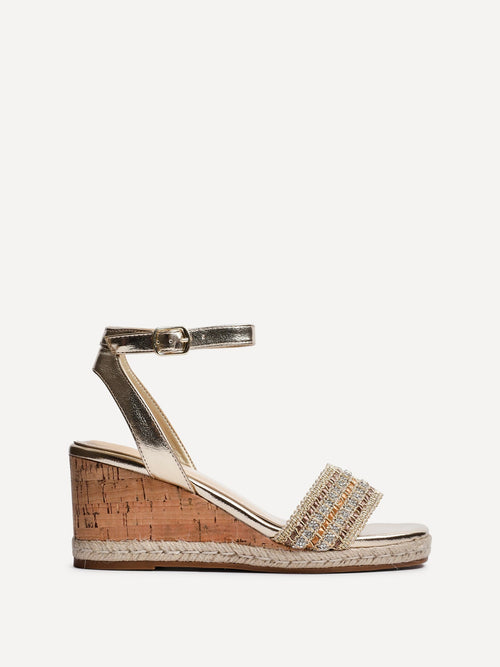 Ophelia Gold Cork Wedges
