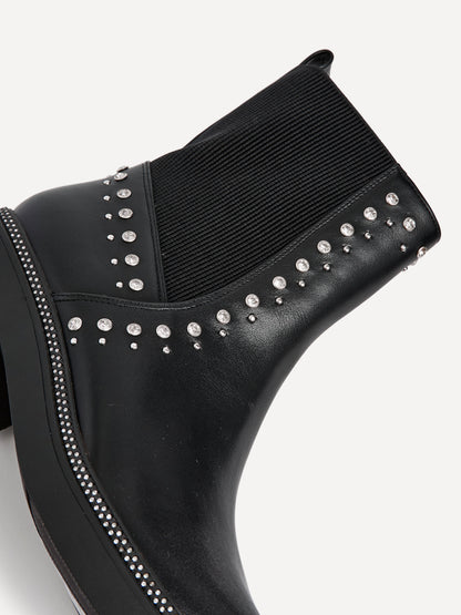 Optic Black Diamante Chelsea Boots