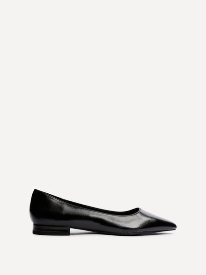 Orian Black Faux Leather Ballet Flats