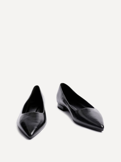 Orian Black Faux Leather Ballet Flats