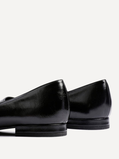 Orian Black Faux Leather Ballet Flats