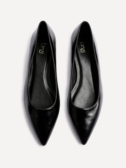 Orian Black Faux Leather Ballet Flats