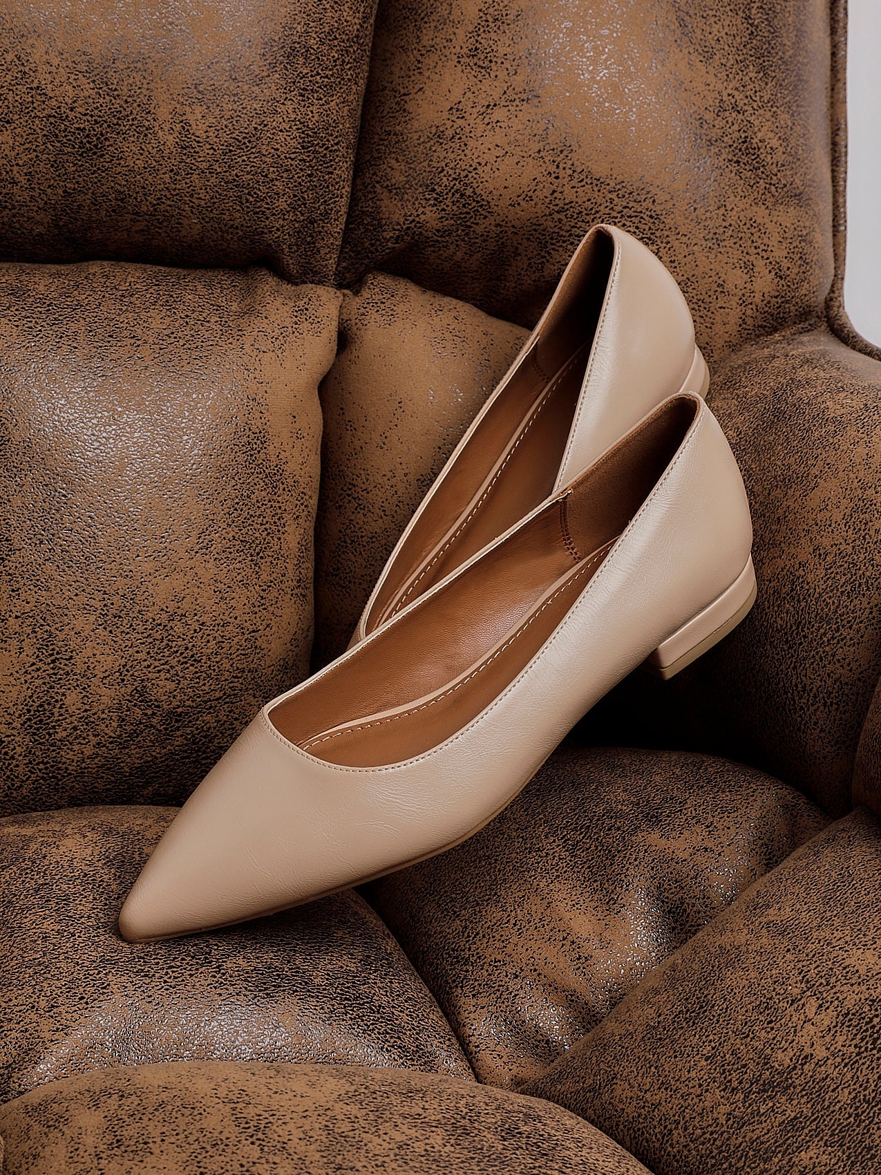 Orian Nude Faux Leather Ballet Flats