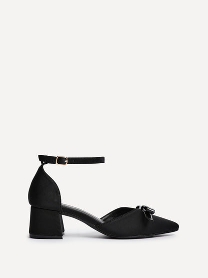 Orla Black Scuba Bow Detail Court Heels