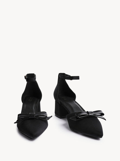 Orla Black Scuba Bow Detail Court Heels