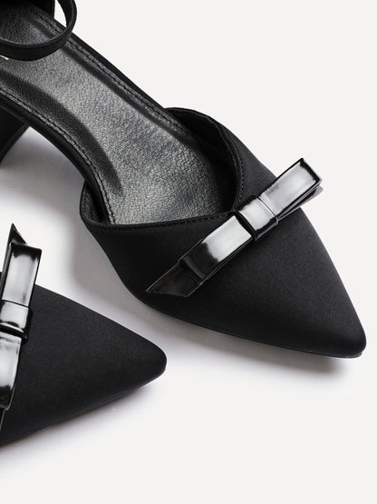 Orla Black Scuba Bow Detail Court Heels