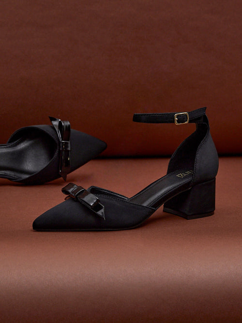 Orla Black Scuba Bow Detail Court Heels
