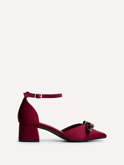 Orla Burgundy Scuba Bow Detail Court Heels