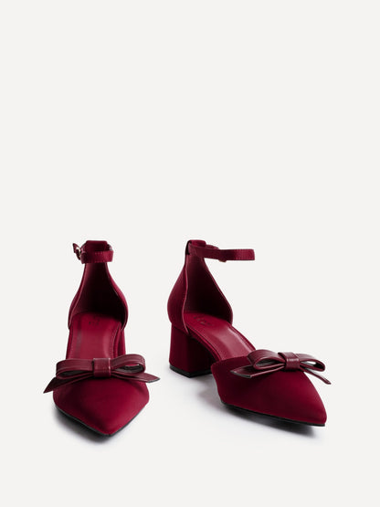Orla Burgundy Scuba Bow Detail Court Heels