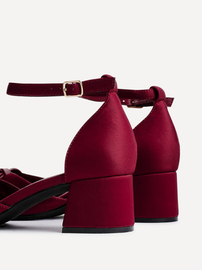 Orla Burgundy Scuba Bow Detail Court Heels