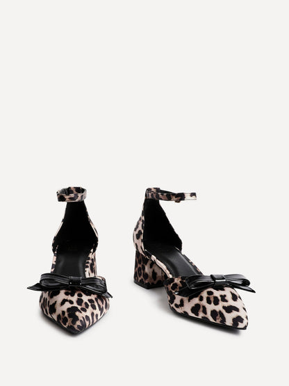 Orla Leopard Scuba Bow Detail Court Heels